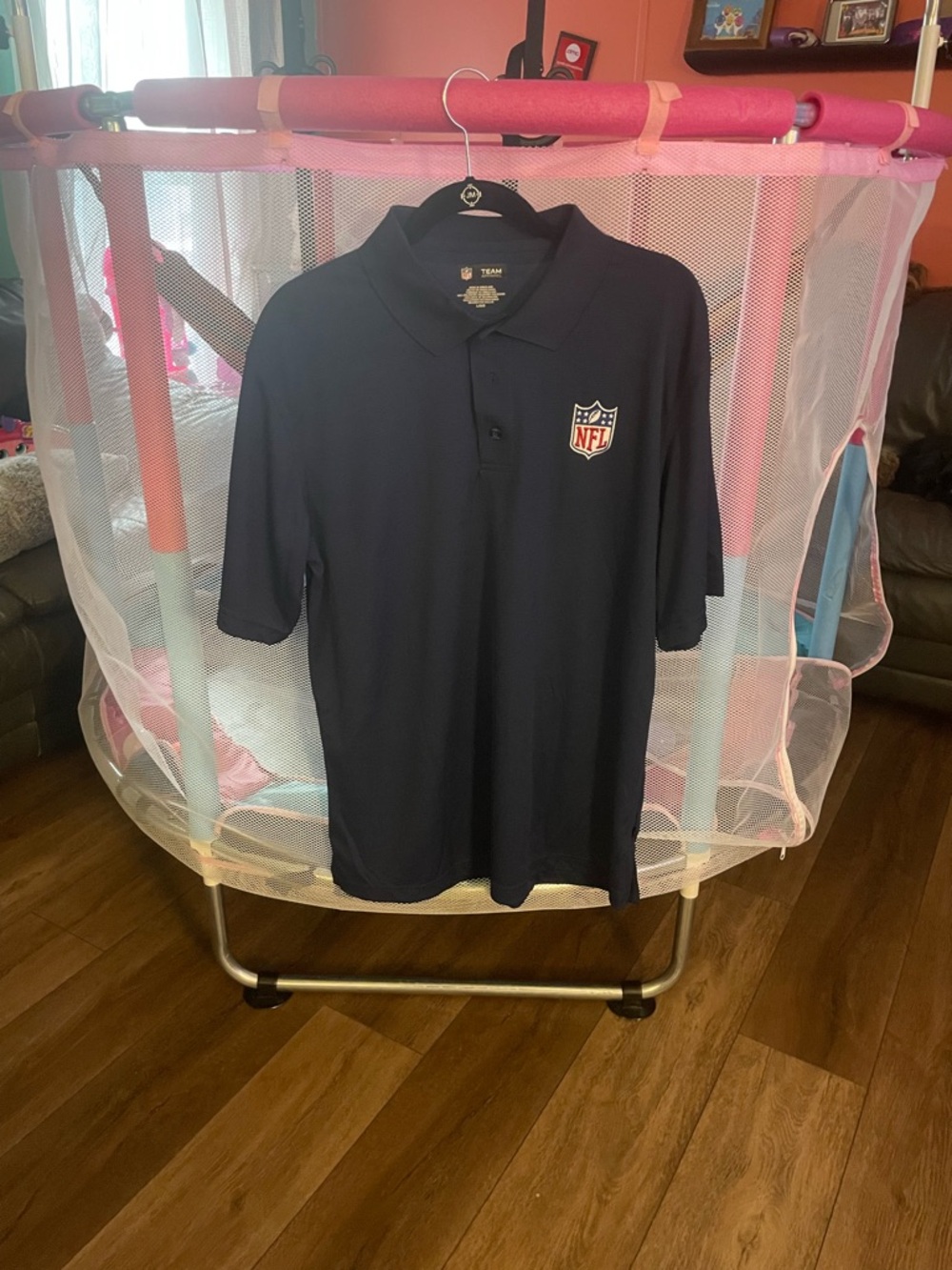 Team Apparel Navy Kids NFL Polo Shirt with Embroidered Shield